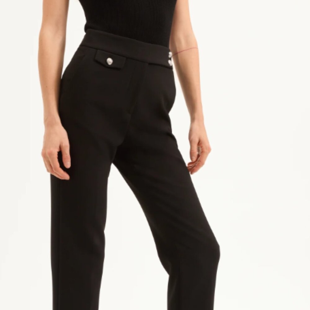 Veronica Beard black slim leg Renzo pants w/silver buttons sz 4